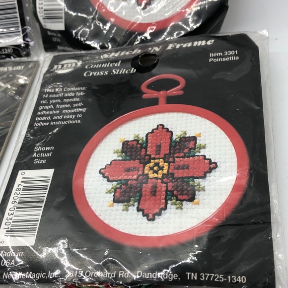 Bundle of 7 CHRISTMAS Cross-Stitch Holiday Poinsettia Dolphin & Santa Kits - Picture 10 of 17